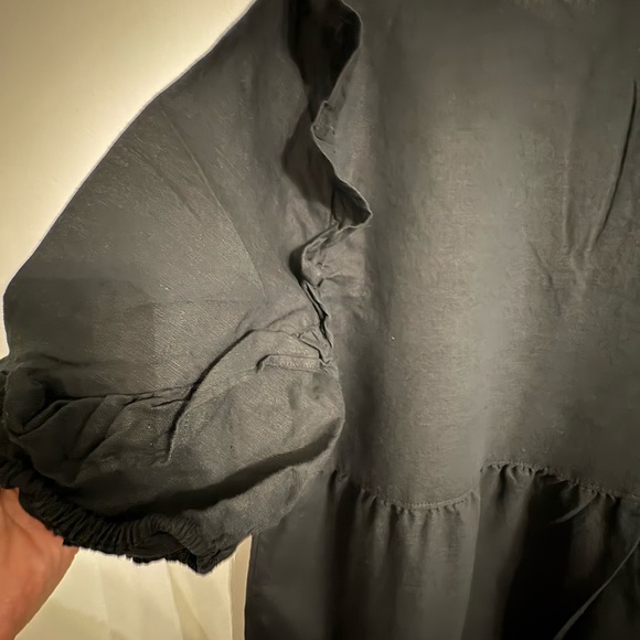 Goodthreads Linen Black Ruffled Peplum dress size Large - Picture 6 of 10
